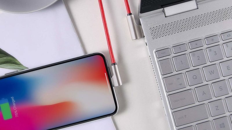 2-Pack Nylon-Braided 90 Degree Lightning Cables | $13 | Amazon | Promo code AUKEY04AL